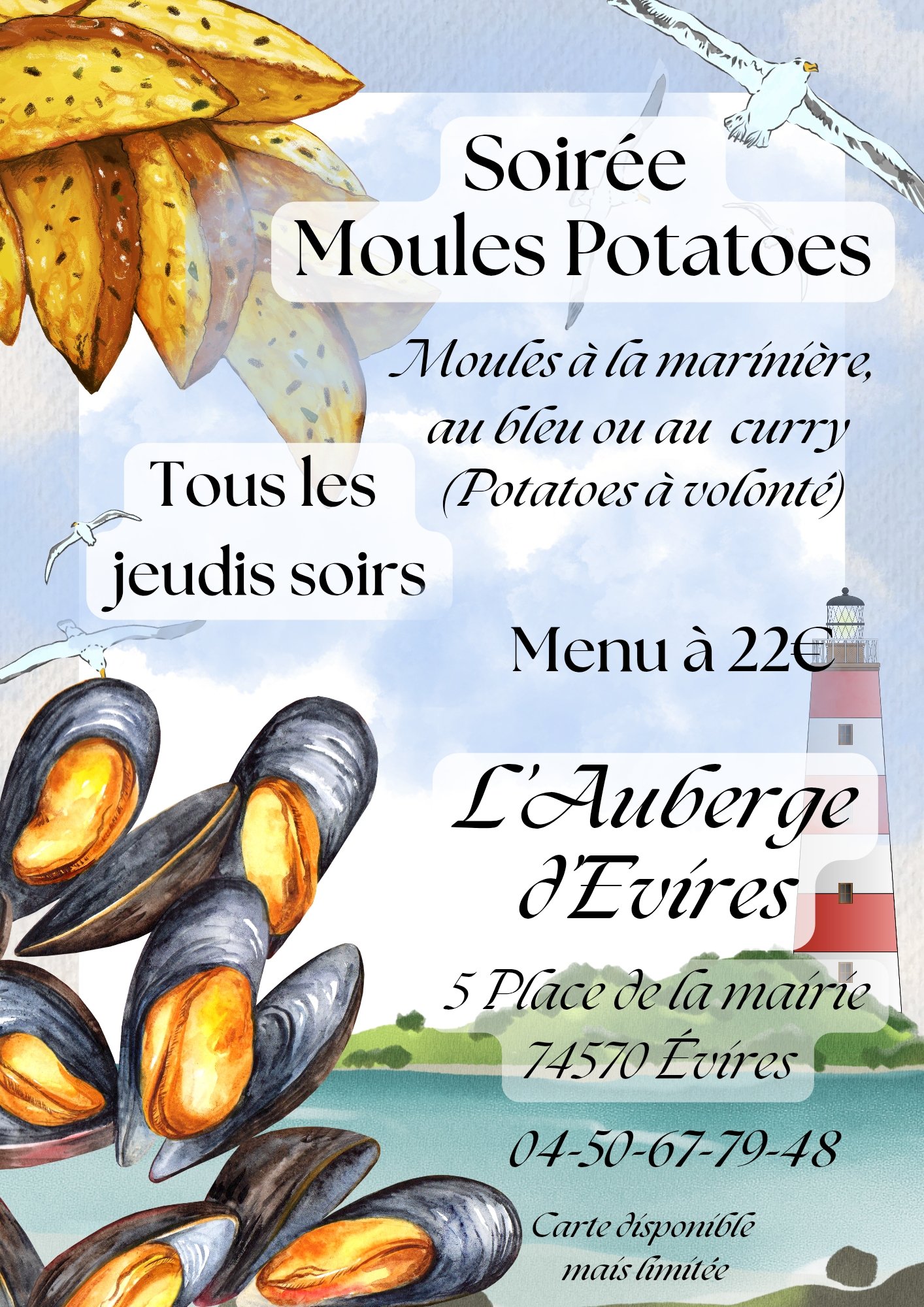 soirée moule patatoes auberge evires